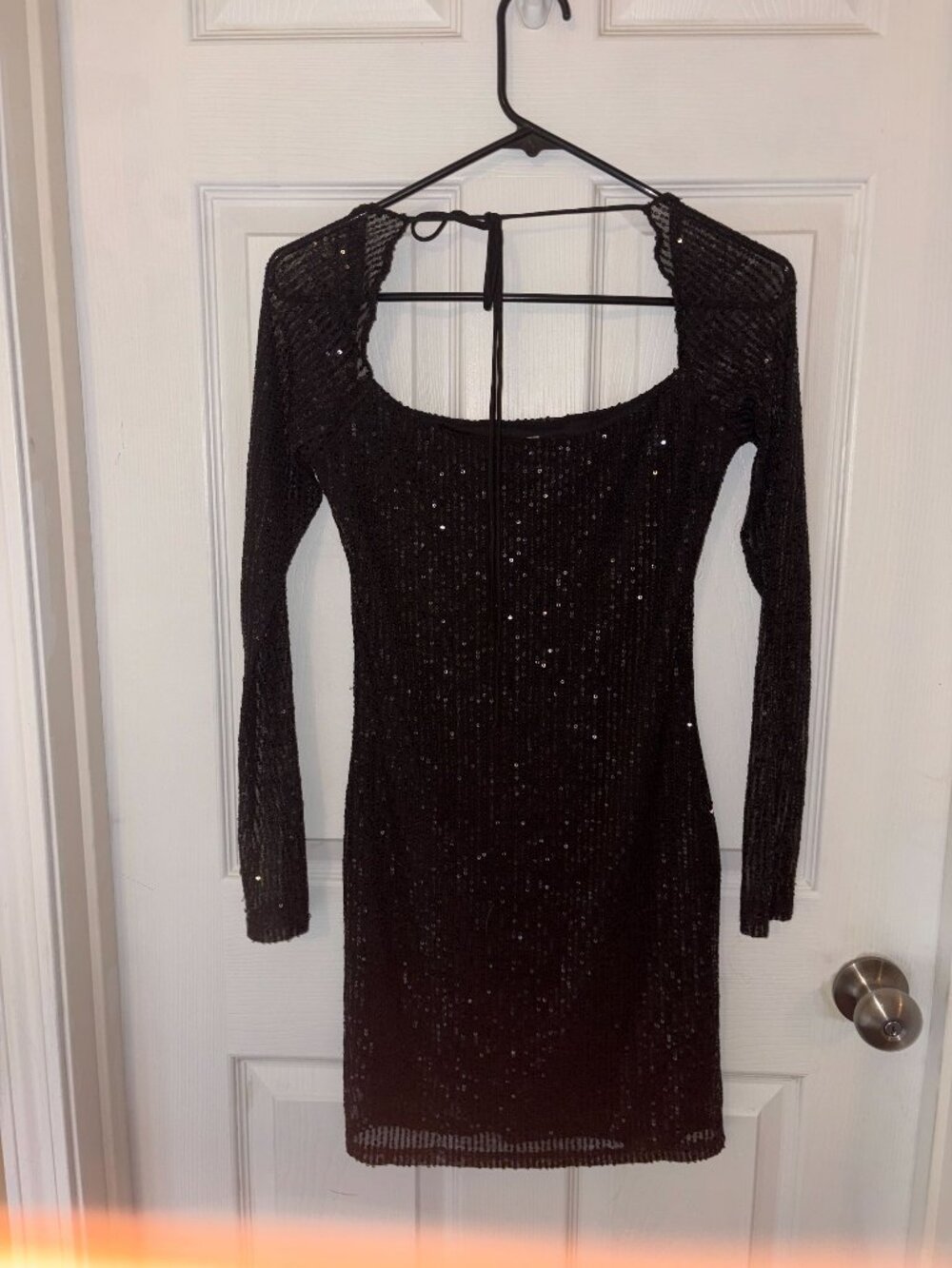 Lucy in the Sky black sequin long-sleeve mini dress